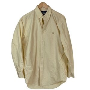Ralph Lauren Men's Light Yellow Yarmouth Button Down Shirt Size 15.5 Preppy